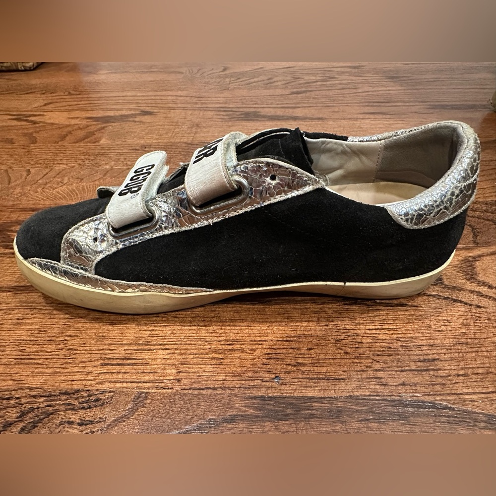 Golden Goose Black & Silver SSTAR GGDB Velcro Sneakers, Sz. 8 - Picture 6 of 16
